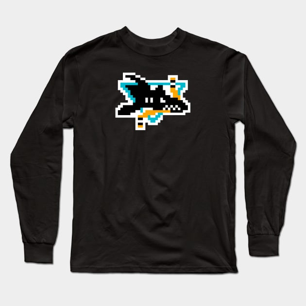 8-Bit Sharks Long Sleeve T-Shirt by RetroRaider